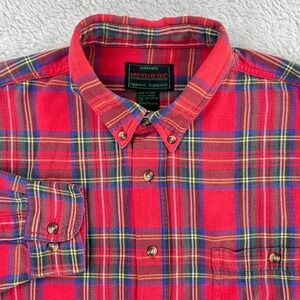 Mountain‎ Tek Flannel Shirt Men's LARGE Red Tartan Plaid Long Sleeve Vintage 90s